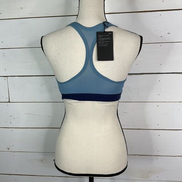 New Nike Swoosh Sports Bra Top Classic Dri Fit Medium Support Blue Women's Small - Picture 2 of 9
